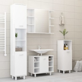 Juego muebles de baño 4 pzas madera de ingeniería blanco brillo de vidaXL, Muebles de baño - Ref: Foro24-3056904, Precio: 237...