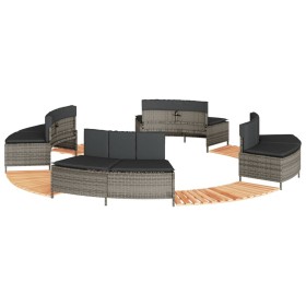 Acacia wood and gray synthetic rattan whirlpool