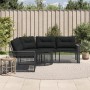 L-förmiges Gartensofa mit schwarzen PE-Rattan-Kissen und Fußhockern. | Foro24|Onlineshop| Casa, Jardín y Más Foro24.es