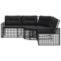 L-förmiges Gartensofa mit schwarzen PE-Rattan-Kissen und Fußhockern. von , Outdoor-Sofas - Ref: Foro24-365893, Preis: 337,00 ...