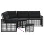 L-förmiges Gartensofa mit schwarzen PE-Rattan-Kissen und Fußhockern. | Foro24|Onlineshop| Casa, Jardín y Más Foro24.es