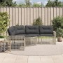 Gartensofa in L-Form mit Kissen und Hocker aus hellem grauem PE-Rattan. | Foro24|Onlineshop| Casa, Jardín y Más Foro24.es