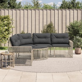 Gartensofa in L-Form mit Kissen und Hocker aus