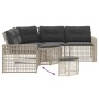 Gartensofa in L-Form mit Kissen und Hocker aus hellem grauem PE-Rattan. | Foro24|Onlineshop| Casa, Jardín y Más Foro24.es