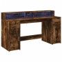 Desk with LED lighting, engineered smoked oak wood, 160x55x91 cm. by , Desks - Ref: Foro24-3309433, Price: 201,28 €, Discount: %