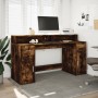 Desk with LED lighting, engineered smoked oak wood, 160x55x91 cm. by , Desks - Ref: Foro24-3309433, Price: 201,28 €, Discount: %