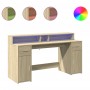 Desk with LED lighting, engineered wood in Sonoma oak, 160x55x91 cm. by , Desks - Ref: Foro24-3309431, Price: 201,28 €, Disco...