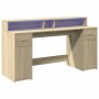 Desk with LED lighting, engineered wood in Sonoma oak, 160x55x91 cm. by , Desks - Ref: Foro24-3309431, Price: 201,28 €, Disco...