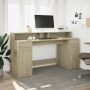 Desk with LED lighting, engineered wood in Sonoma oak, 160x55x91 cm. by , Desks - Ref: Foro24-3309431, Price: 201,28 €, Disco...