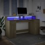 Escritorio con LED madera ingeniería roble Sonoma 160x55x91 cm de , Escritorios - Ref: Foro24-3309431, Precio: 201,28 €, Desc...