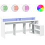 Engineered wood white desk with LED light 200x104x91 cm by , Desks - Ref: Foro24-3309465, Price: 204,55 €, Discount: %