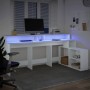 Schreibtisch mit LED-Beleuchtung, Holzwerkstoff, weiß, 200x104x91 cm. von , Schreibtische - Ref: Foro24-3309465, Preis: 204,5...