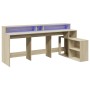 Desk with LED lighting, engineered wood in Sonoma oak, 200x104x91 cm. by , Desks - Ref: Foro24-3309467, Price: 226,73 €, Disc...