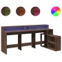 Desk with LED lights, engineered wood, brown oak, 200x104x91 cm by , Desks - Ref: Foro24-3309471, Price: 234,21 €, Discount: %