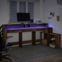 Escritorio con LED madera ingeniería marrón roble 200x104x91 cm de , Escritorios - Ref: Foro24-3309471, Precio: 204,55 €, Des...