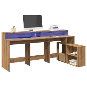 LED wooden engineering artisan desk 200x104x91 cm by , Desks - Ref: Foro24-3309473, Price: 198,57 €, Discount: %