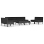 Set muebles de jardín 10 piezas y cojines ratán sintético negro de vidaXL, Conjuntos de jardín - Ref: Foro24-3056979, Precio:...