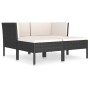 Set de muebles de jardín 4 pzas y cojines ratán sintético negro de vidaXL, Conjuntos de jardín - Ref: Foro24-3056966, Precio:...