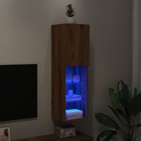 TV stand with handmade oak finish and LED lights