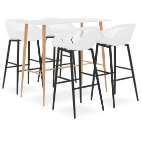 High table and bar stools 5 pieces white by vidaXL, Furniture sets for kitchens and dining rooms - Ref: Foro24-3057432, Price...