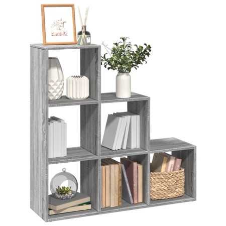 Three-level Sonoma gray wood divider bookcase 99x29x99 cm by , Bookcases and shelves - Ref: Foro24-857963, Price: 71,31 €, Di...