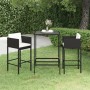 3-teiliges Garten-Barmöbel-Set und schwarze synthetische Rattankissen von vidaXL, Gartensets - Ref: Foro24-3094787, Preis: 24...