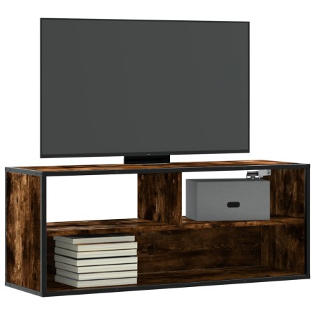 Mueble TV metal y madera contrachapada roble humo 100x31x39,5cm de , Muebles TV - Ref: Foro24-848936, Precio: 81,87 €, Descue...