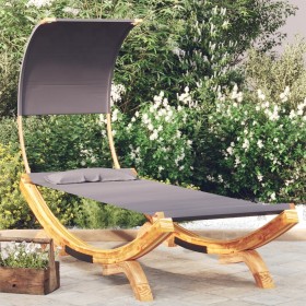 Lounger with anthracite gray curved wood canopy 100x200x126cm by vidaXL, Outdoor beds - Ref: Foro24-313946, Price: 140,99 €, ...