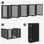 Folding dog gate with 9 panels, made of black poplar wood, 450 cm. by , Dog kennels and fences - Ref: Foro24-3155656, Price: ...