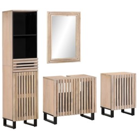 Set of 4-piece solid mango wood bathroom