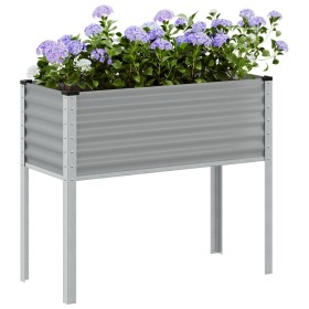 Steel planter in gray, 100x41x90 cm