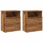 Bedside tables 2 units aged engineered wood 50x32x60 cm by , Nightstands - Ref: Foro24-856565, Price: 112,15 €, Discount: %