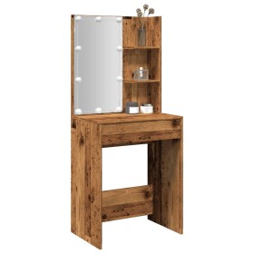 Vanity table with aged wood and LED lights 60x40x140 cm by , Tables - Ref: Foro24-856999, Price: 109,99 €, Discount: %