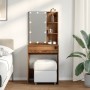 Vanity table with aged wood and LED lights 60x40x140 cm by , Tables - Ref: Foro24-856999, Price: 109,99 €, Discount: %