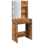 Vanity table with aged wood and LED lights 60x40x140 cm by , Tables - Ref: Foro24-856999, Price: 109,99 €, Discount: %