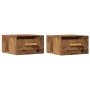 Wall-mounted bedside tables 2 units aged wood 35x35x20 cm by , Nightstands - Ref: Foro24-857064, Price: 58,72 €, Discount: %