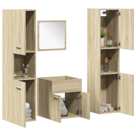 Juego de muebles de baño 4 pzas contrachapada roble Sonoma de , Muebles de baño - Ref: Foro24-3324998, Precio: 149,85 €, Desc...