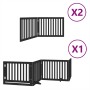 Folding dog gate 8 panels black poplar wood 640 cm by , Dog kennels and fences - Ref: Foro24-3155682, Price: 182,49 €, Discou...