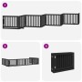 Folding dog gate 8 panels black poplar wood 640 cm by , Dog kennels and fences - Ref: Foro24-3155682, Price: 182,49 €, Discou...