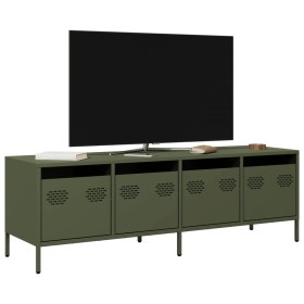 Mueble TV acero laminado en frío verde oliva 135x39x43,5 cm de , Muebles TV - Ref: Foro24-851308, Precio: 228,88 €, Descuento: %