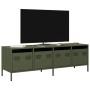 TV stand made of cold-rolled steel in olive green, measuring 135x39x43.5 cm. by , TV Furniture - Ref: Foro24-851308, Price: 2...