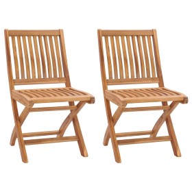 Folding garden chairs 2 units solid teak wood by vidaXL, Garden chairs - Ref: Foro24-315105, Price: 176,49 €, Discount: %