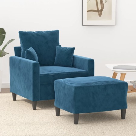 Sillón con taburete terciopelo azul 60 cm | Foro24|Onlineshop| Casa, Jardín y Más Foro24.es