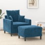 Armchair with blue velvet footstool 60 cm | Foro24|Onlineshop| Casa, Jardín y Más Foro24.es