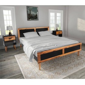 Solid acacia wood bed frame with bedside tables by , Bedroom furniture sets - Ref: Foro24-276361, Price: 501,97 €, Discount: %