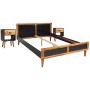 Estructura de cama con mesitas de noche madera de acacia maciza de , Conjuntos de muebles para dormitorios - Ref: Foro24-2763...