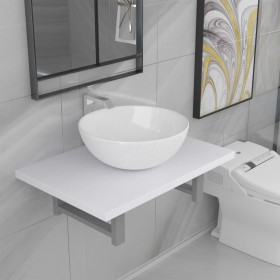 Set of 2-piece white ceramic bathroom furniture by , Bathroom furniture - Ref: Foro24-279341, Price: 79,36 €, Discount: %