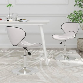 Dining chairs 2 units white synthetic leather