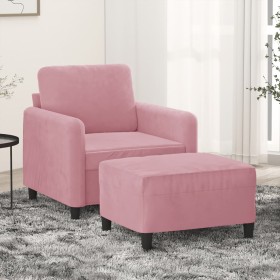 Armchair with pink velvet footstool 60 cm