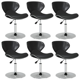 Dining chairs 6 units black synthetic leather